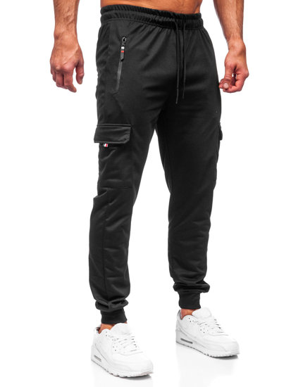 Pantaloni jogger tipo cargo da uomo neri Bolf JX5065