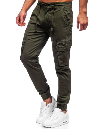 Pantaloni jogger tipo cargo da uomo verde scuri Bolf CT6707S0