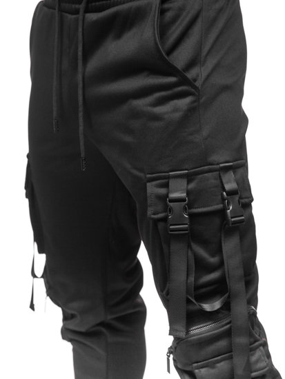 Pantaloni jogger tipo cargo di tuta da uomo neri Bolf HS7173