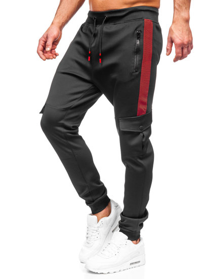 Pantaloni jogger tipo cargo di tuta da uomo neri Bolf K10283