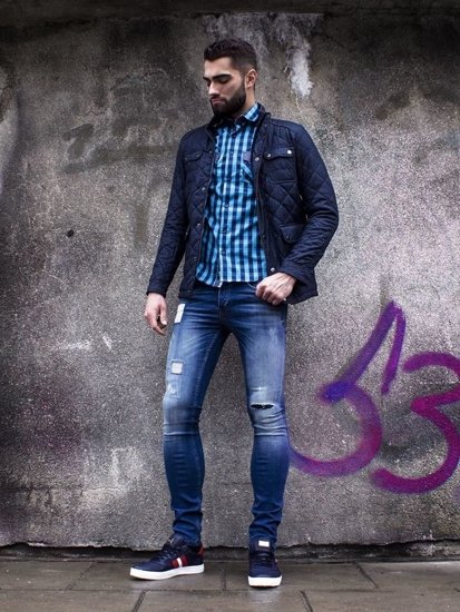 Stilizzazione nr 106 - giubbotto invernale, camicia a quadri, jeans, scarpe