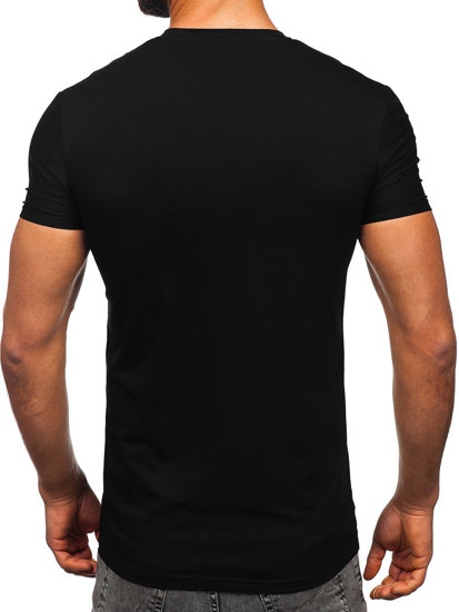 T-shirt a scollo V con stampa da uomo nera Bolf MT3030