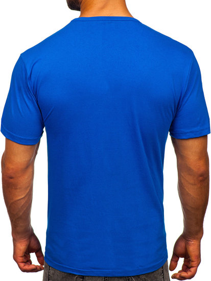 T-shirt con scollo a V senza stampa da uomo azzurra Bolf 192131