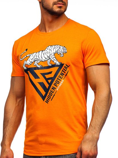 T-shirt con stampa da uomo arancione Bolf Y70013