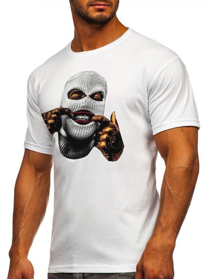 T-shirt con stampa da uomo bianca Bolf 142172