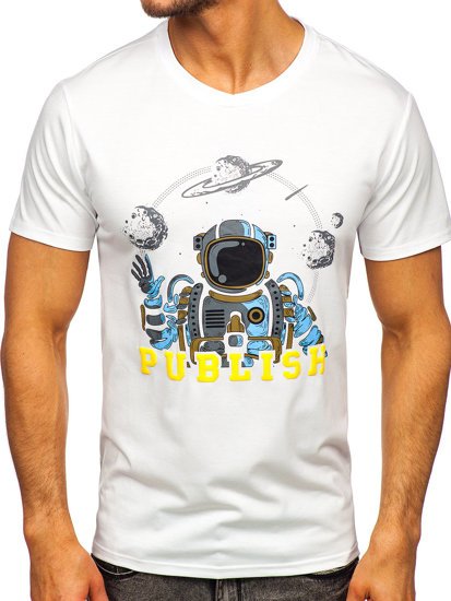 T-shirt con stampa da uomo bianca Bolf S10026