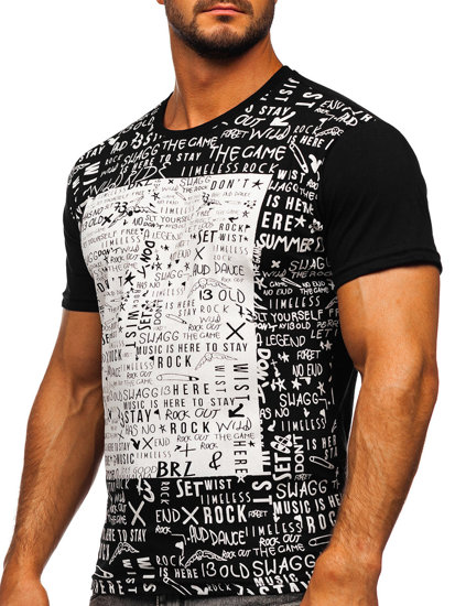 T-shirt con stampa da uomo nera Bolf 1173