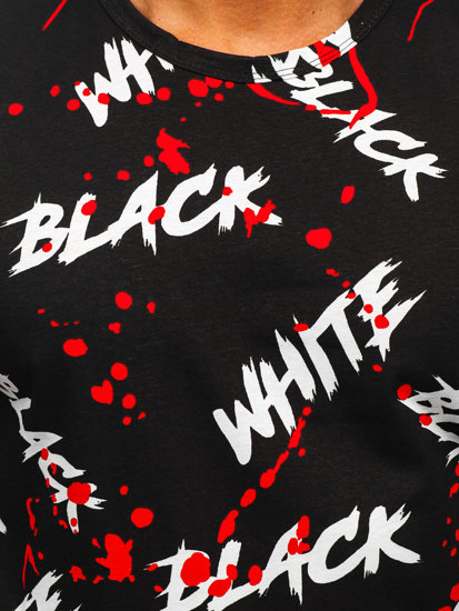 T-shirt con stampa da uomo nero-rossa Bolf 14939