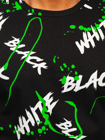 T-shirt con stampa da uomo nero-verde Bolf 14939