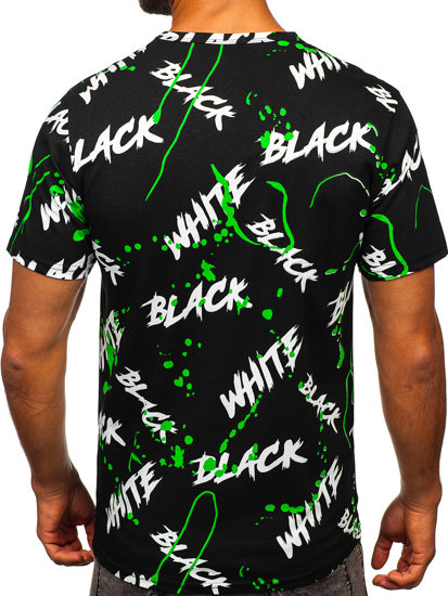 T-shirt con stampa da uomo nero-verde Bolf 14939