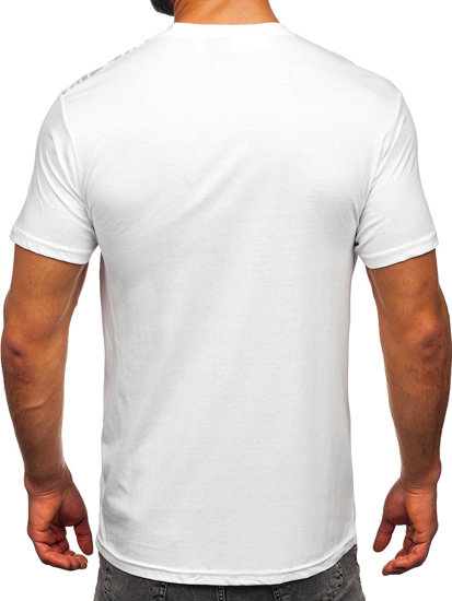 T-shirt in cotone con stampa da uomo bianca Bolf 14720
