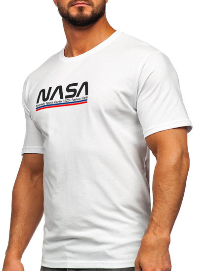T-shirt in cotone con stampa da uomo bianca Bolf 14749