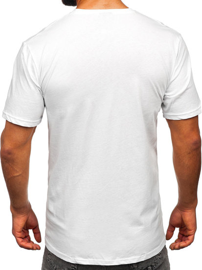 T-shirt in cotone con stampa da uomo bianca Bolf 14791