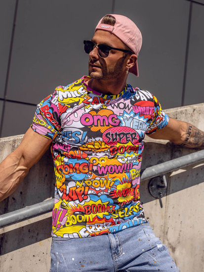 T-shirt in cotone con stampa da uomo multicolore Bolf 14965A