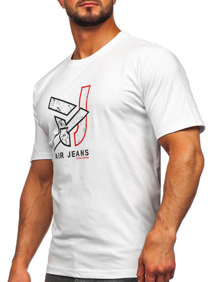 T-shirt in cotone da uomo bianca Bolf 14769