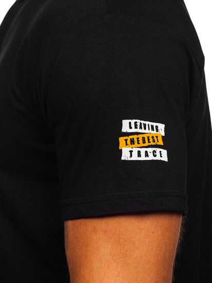 T-shirt in cotone da uomo nera Bolf 14514