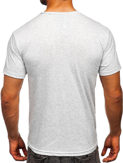 T-shirt in cotone senza stampa da uomo grigio chiaro Bolf 192397