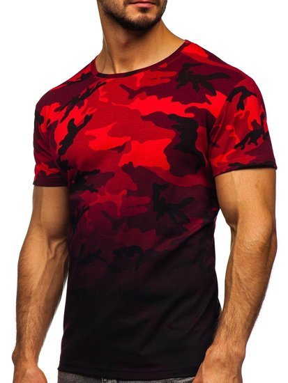 T-shirt mimetica con stampa da uomo rossa Bolf S808