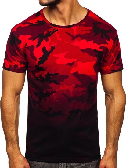 T-shirt mimetica con stampa da uomo rossa Bolf S808