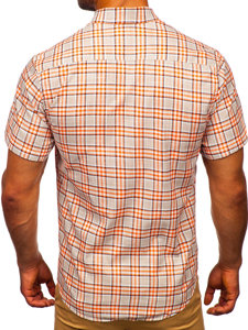 Camicia a manica corta a quadri da uomo arancione Bolf 201501
