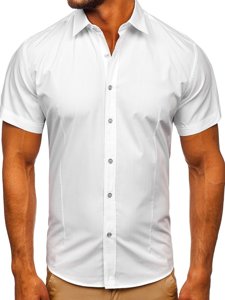 Camicia elegante a manica corta da uomo bianca Bolf 7501