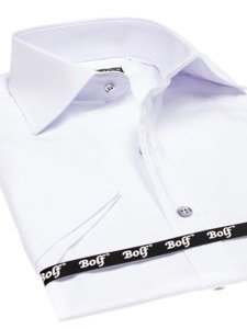 Camicia elegante a manica corta da uomo bianca Bolf 7501