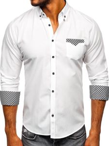 Camicia elegante a manica lunga da uomo bianca Bolf 4711