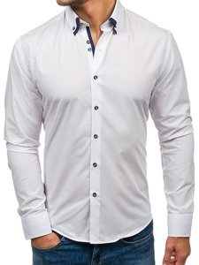 Camicia elegante a manica lunga da uomo bianca Bolf 6898-1
