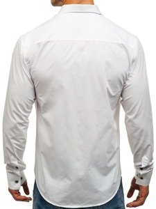 Camicia elegante a manica lunga da uomo bianca Bolf 6943