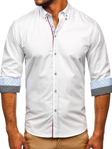 Camicia elegante a manica lunga da uomo bianca Bolf 8839