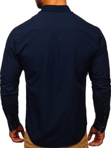 Camicia elegante a manica lunga da uomo blu Bolf 8839