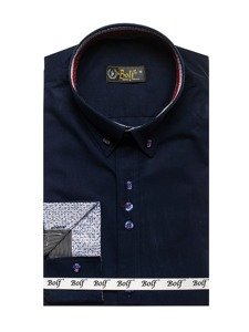 Camicia elegante a manica lunga da uomo blu Bolf 8839