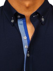 Camicia elegante a manica lunga da uomo blu Bolf 8840-1