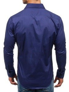 Camicia elegante a manica lunga da uomo blu Bolf 9983