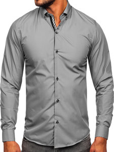 Camicia elegante a manica lunga da uomo grigia Bolf 5796-1