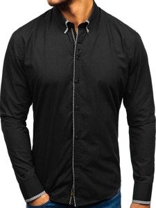 Camicia elegante a manica lunga da uomo nera Bolf 2701-1
