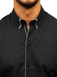 Camicia elegante a manica lunga da uomo nera Bolf 2701-1