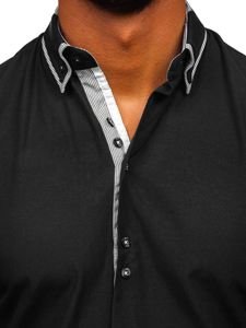 Camicia elegante a manica lunga da uomo nera Bolf 6929-A