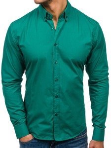 Camicia elegante a manica lunga da uomo verde Bolf 5821-1