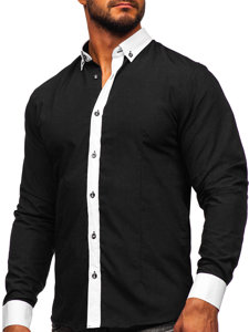 Camicia elegante a maniche lunghe da uomo nera Bolf 21750