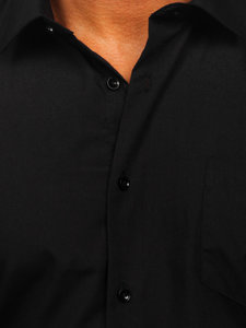 Camicia elegante con maniche lunghe da uomo nera Bolf M14
