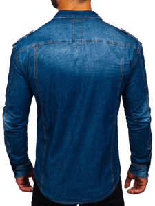Camicia in jeans a manica lunga da uomo azzurra Bolf MC701B