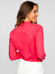 Camicia liscia con maniche lunghe da donna rosa Bolf HH039