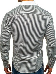 Elegante camicia a manica lunga a righe da uomo bianco-nera Bolf 5759