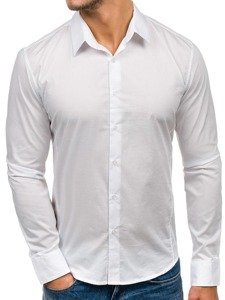 Elegante camicia a manica lunga da uomo bianca Bolf 142