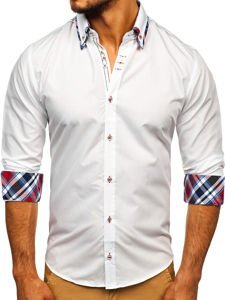 Elegante camicia a manica lunga da uomo bianca Bolf 3701