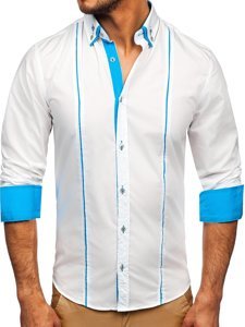 Elegante camicia a manica lunga da uomo bianca Bolf 4744
