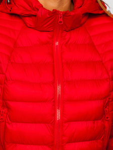 Giacca mezza stagione trapuntata con cappuccio da donna rosso scura Bolf 23032