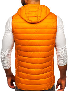 Gilet trapuntato da uomo con cappuccio in colore arancione Bolf LY36