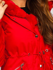 Giubbotto invernale tipo parka con cappuccio da donna rosso Bolf 5M762